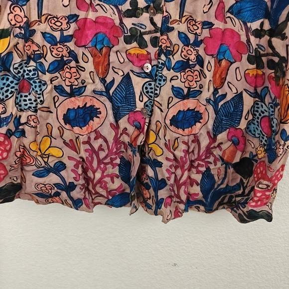 Natural Life Nwot Long Sleeve Button Up Floral Sea Shirt Dress Small Womens - Picture 9 of 14